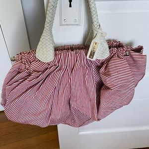 Ladies Abro red stripe bag. Adorable in excellent shape!!!  Very high end name